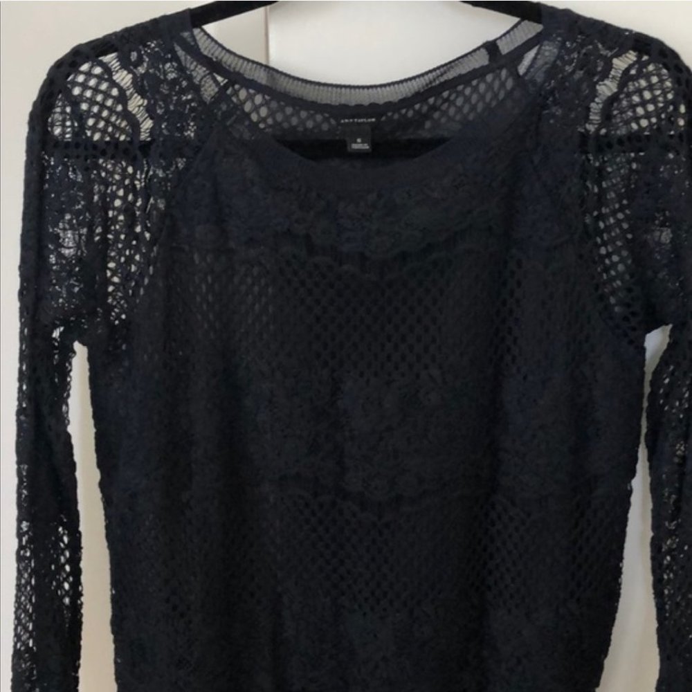 Ann Taylor navy lace sweater / blouse